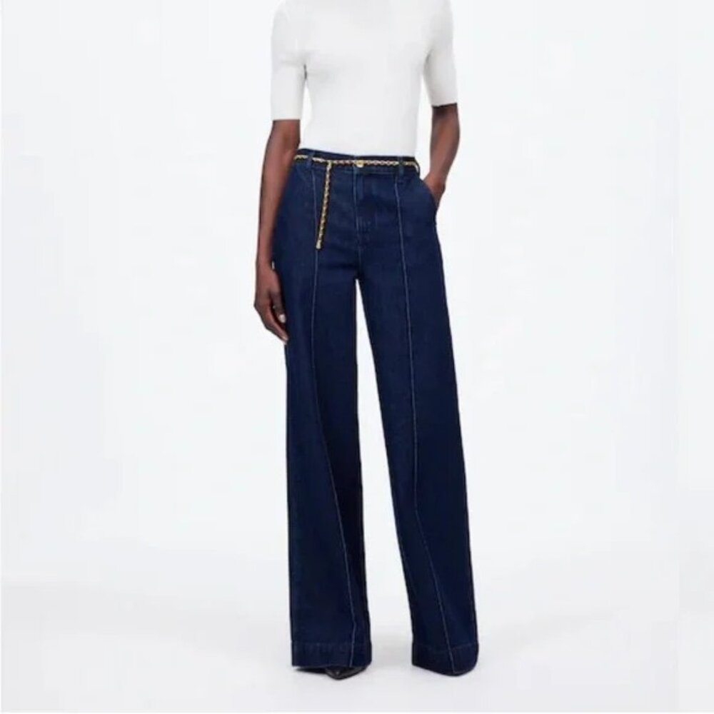Madewell Dark Blue Wide Leg Flare Jeans